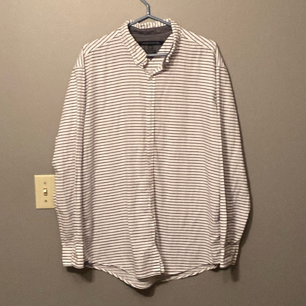 Tommy Hilfiger blue and white striped dress shirt. New York fit.